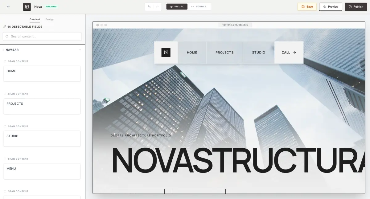 TinyCMS - Screenshot 2
