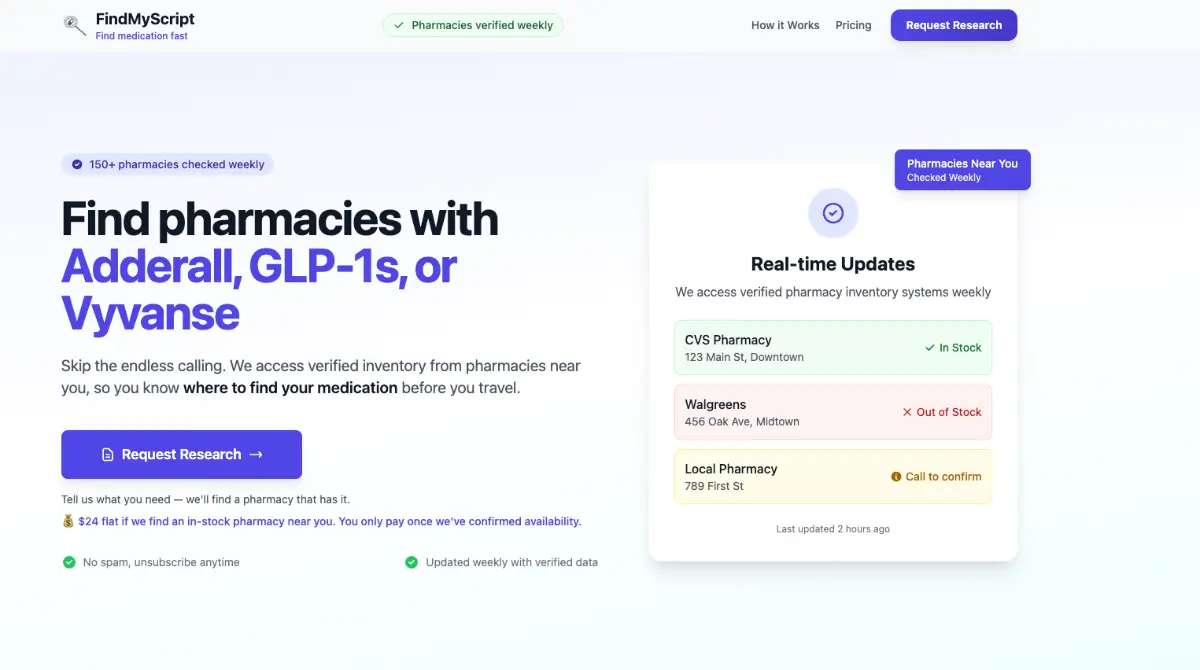 Find Pharmacies with Adderall, GLP-1s, or Vyv - Screenshot 1