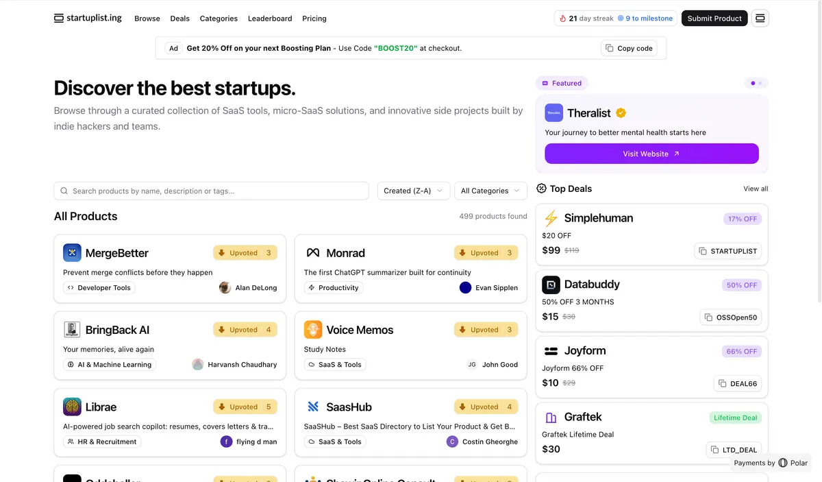 Startup Listing - Screenshot 1
