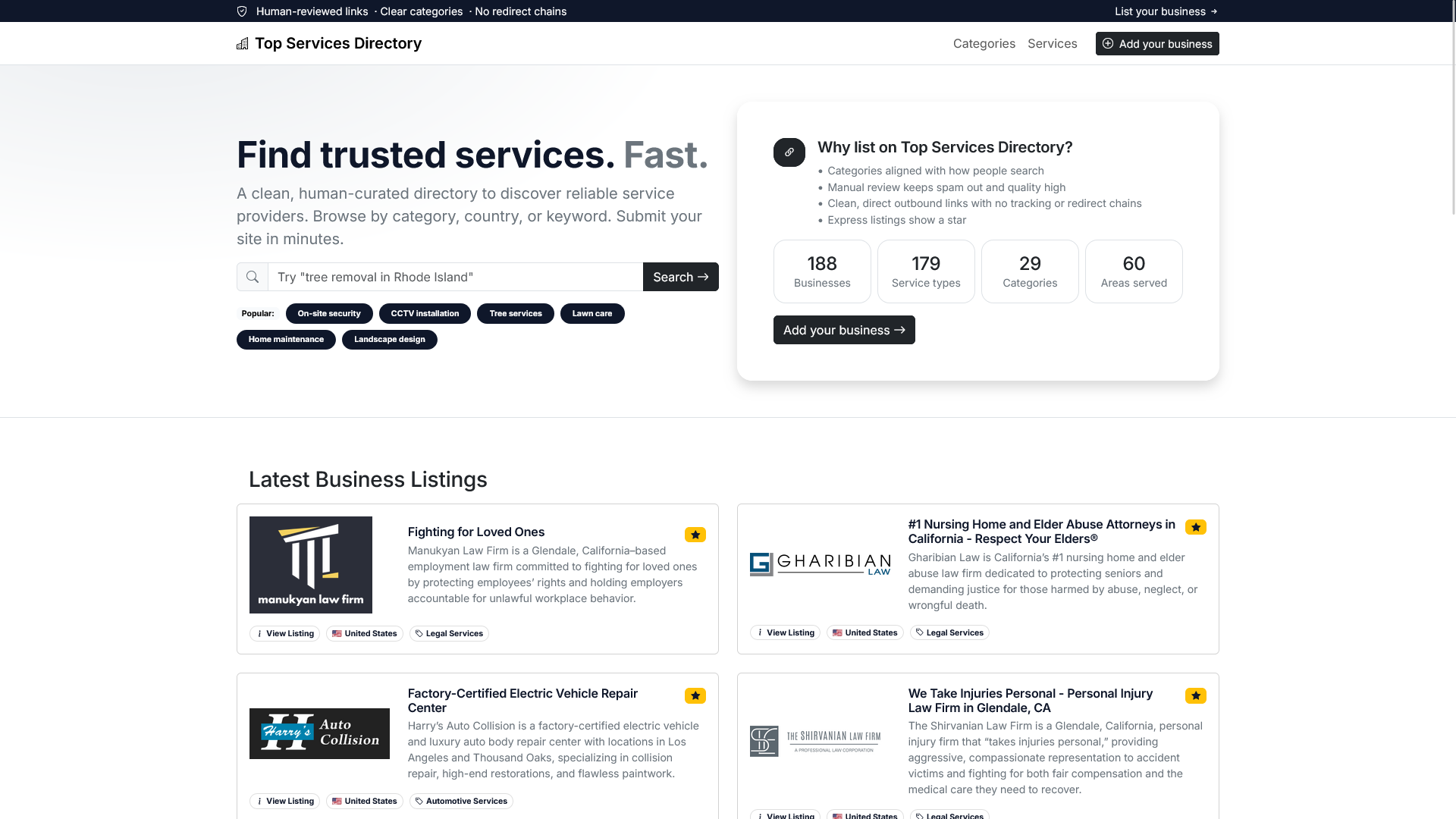 Top Services Directory - Screenshot 1