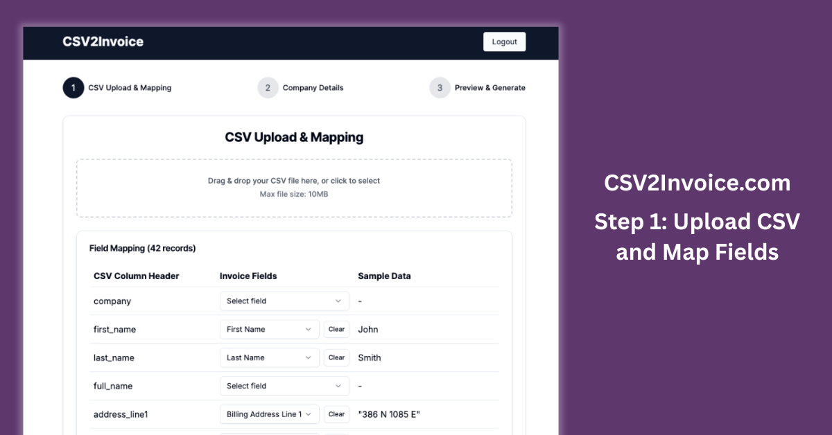 CSV2Invoice - Screenshot 1