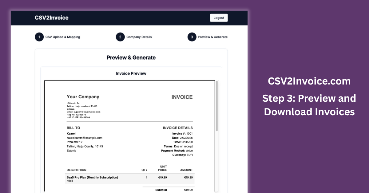 CSV2Invoice - Screenshot 3