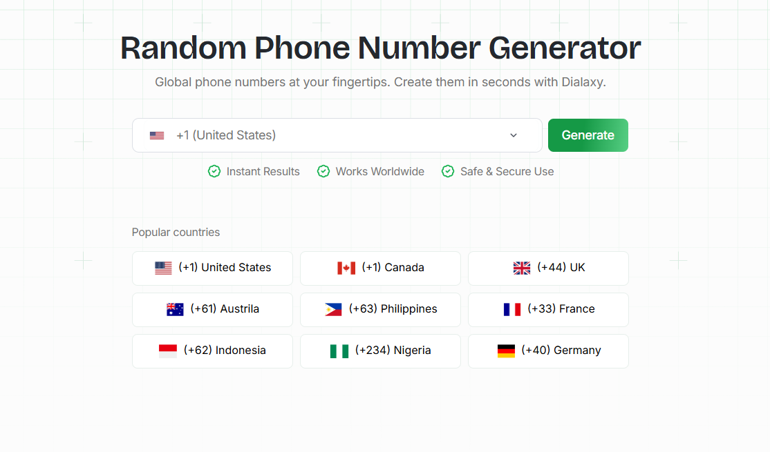 Random Phone Number Generator - Screenshot 1