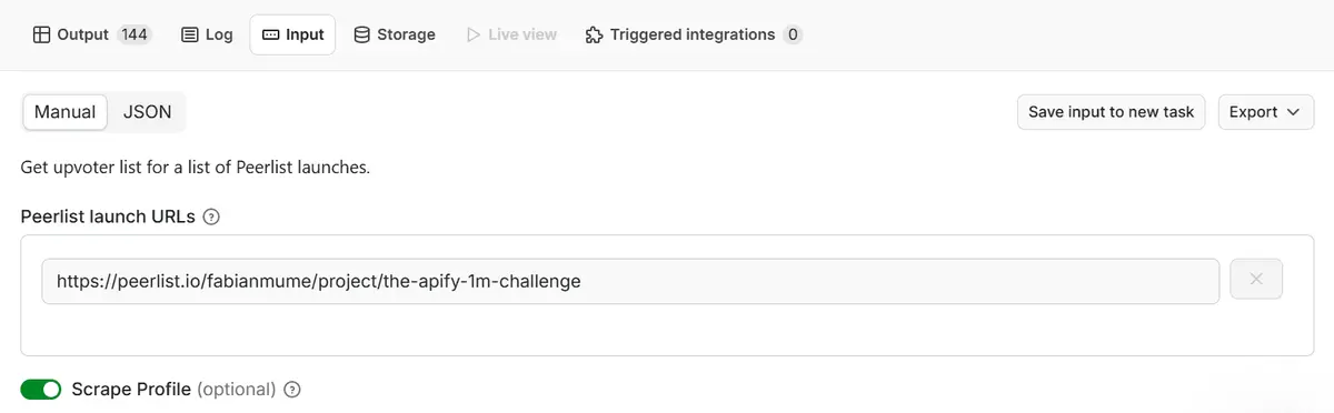 Peerlist launch upvoters extractor - Screenshot 3