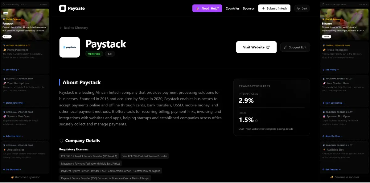 Paygate Index - Screenshot 3