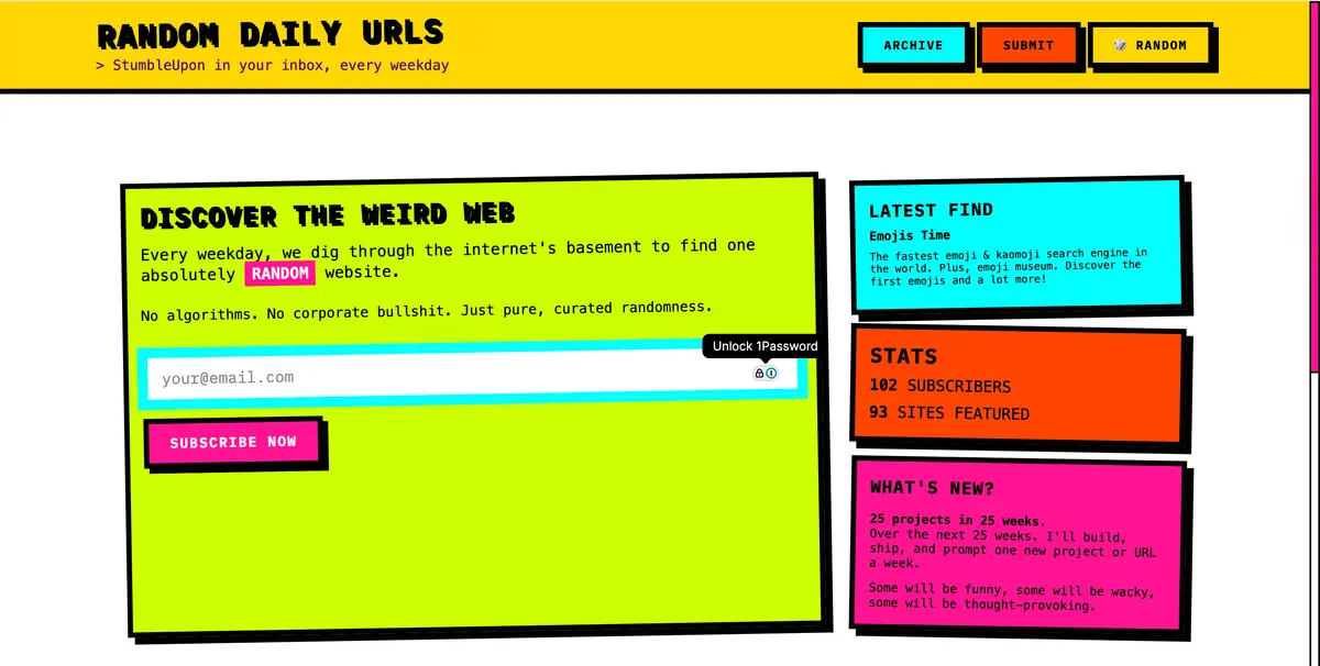 Random Daily URLs - Screenshot 1