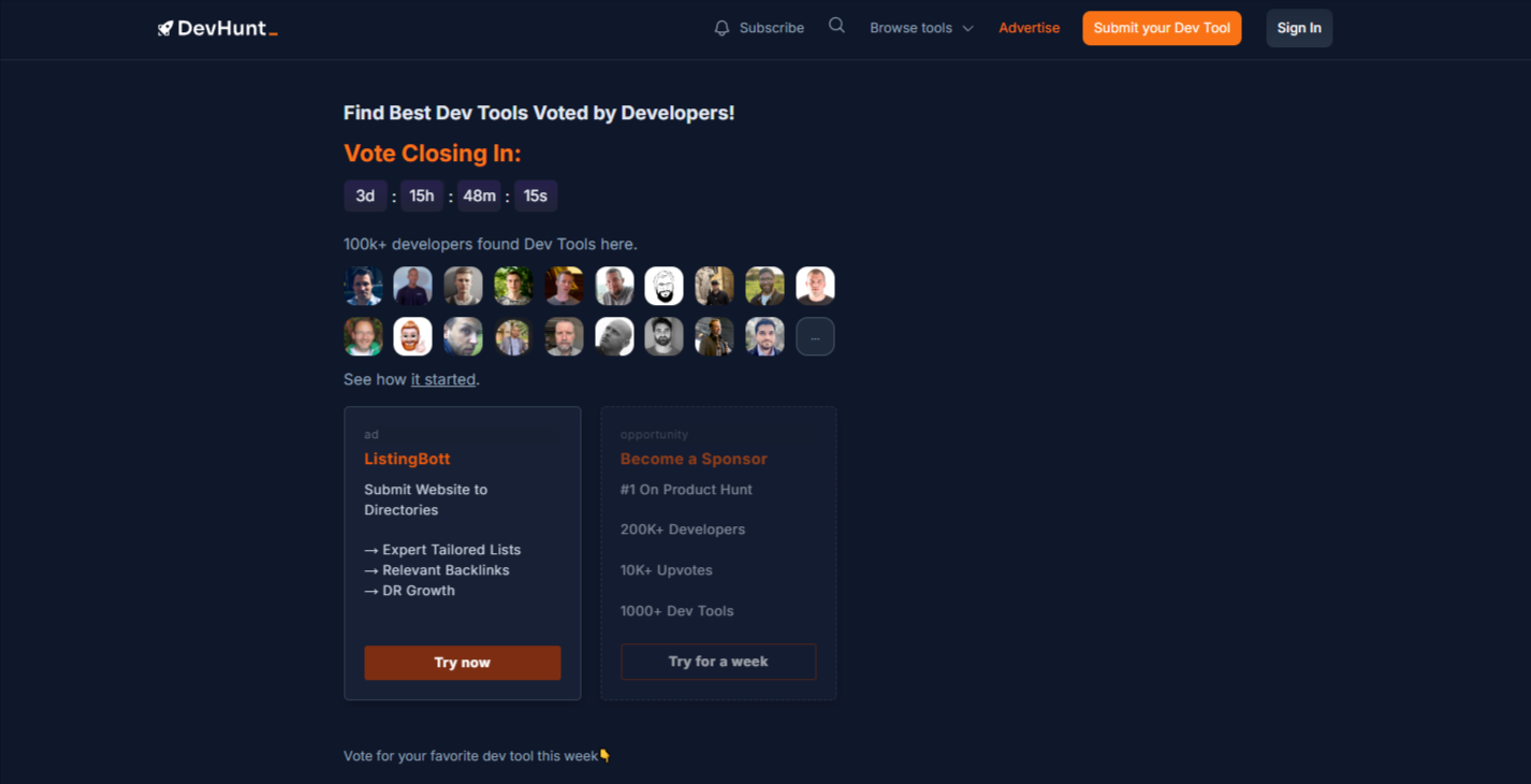 DevHunt - Screenshot 1