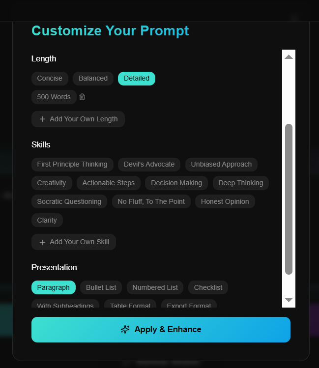 Level Up My Prompt - Screenshot 2