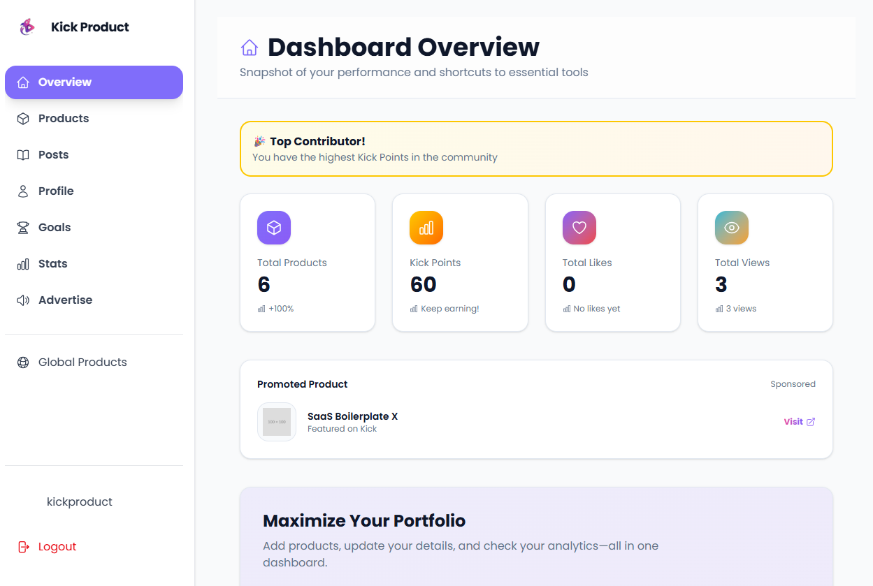 Kick Product - Screenshot 2