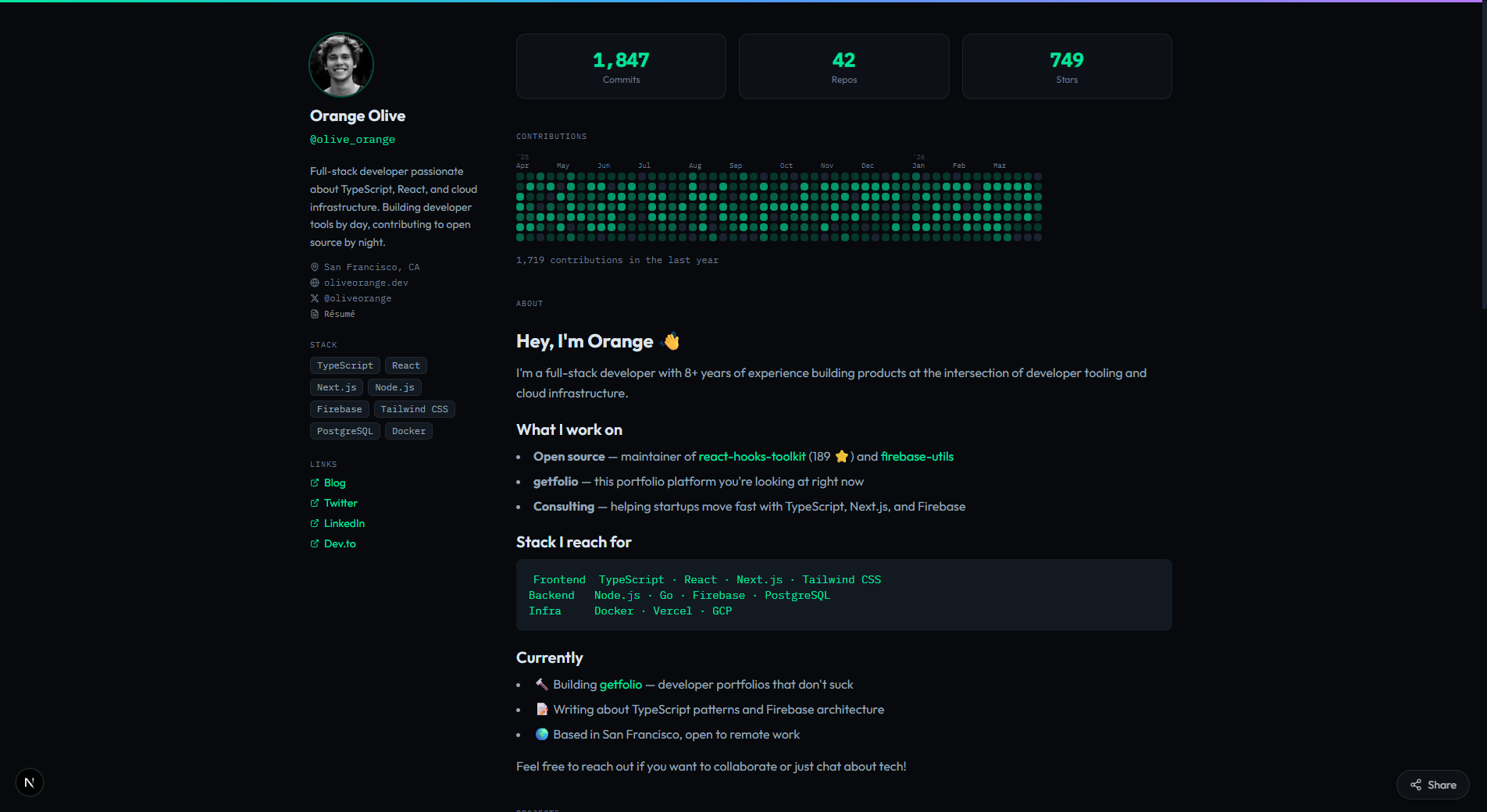 getfolio.dev - Screenshot 2