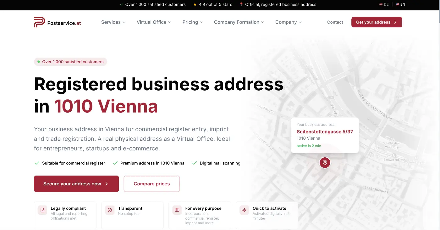 Postservice - Virtual Office Vienna - Screenshot 1
