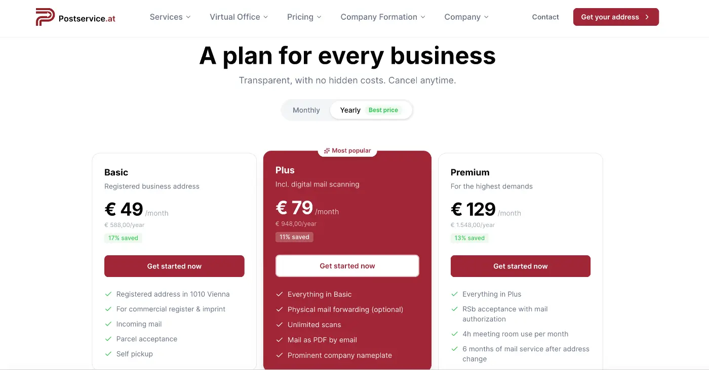 Postservice - Virtual Office Vienna - Screenshot 2