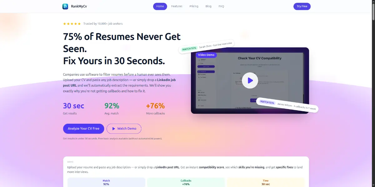 RankMyCv - Screenshot 1
