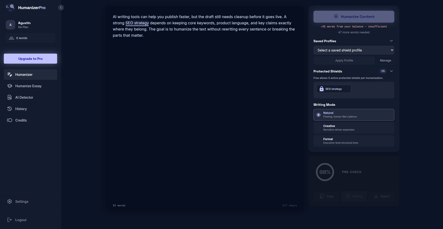 HumanizerPro - Screenshot 2