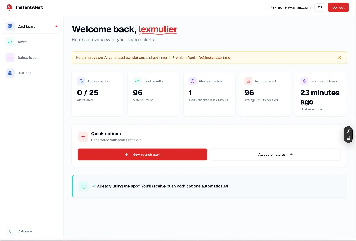InstantAlert - Screenshot 2