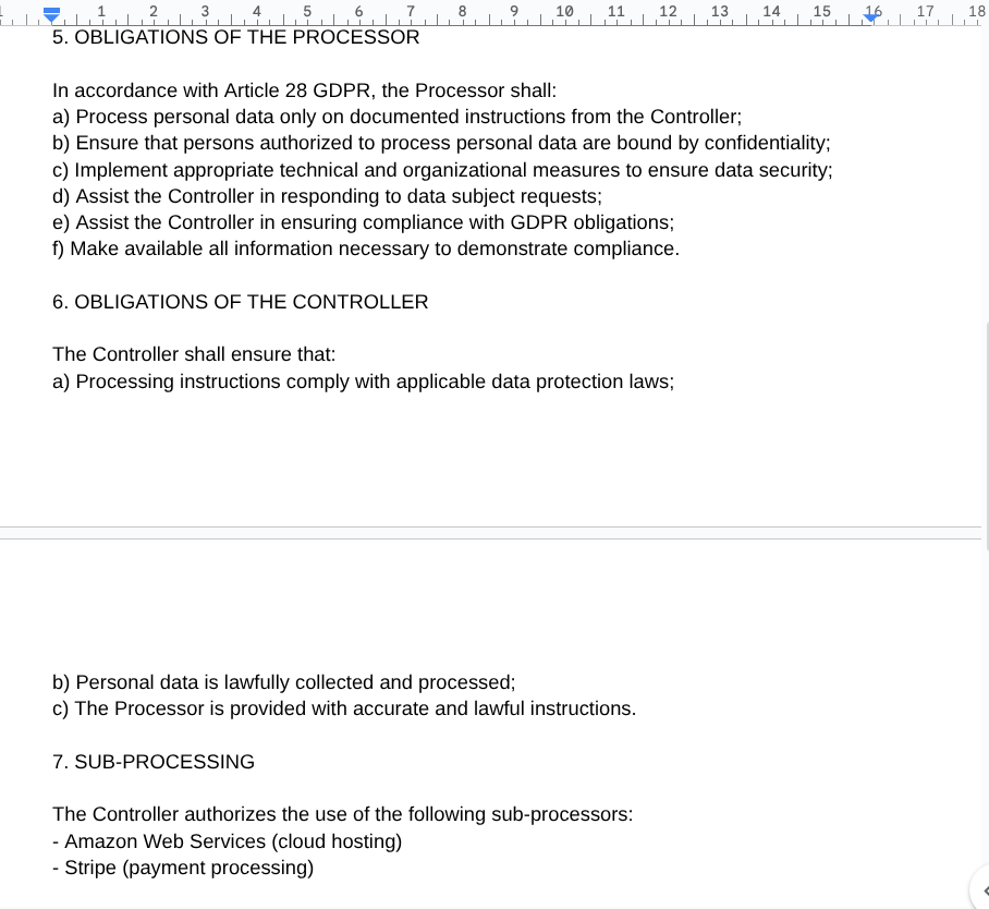 GDPR Data Processing Agreement for SaaS - Screenshot 2