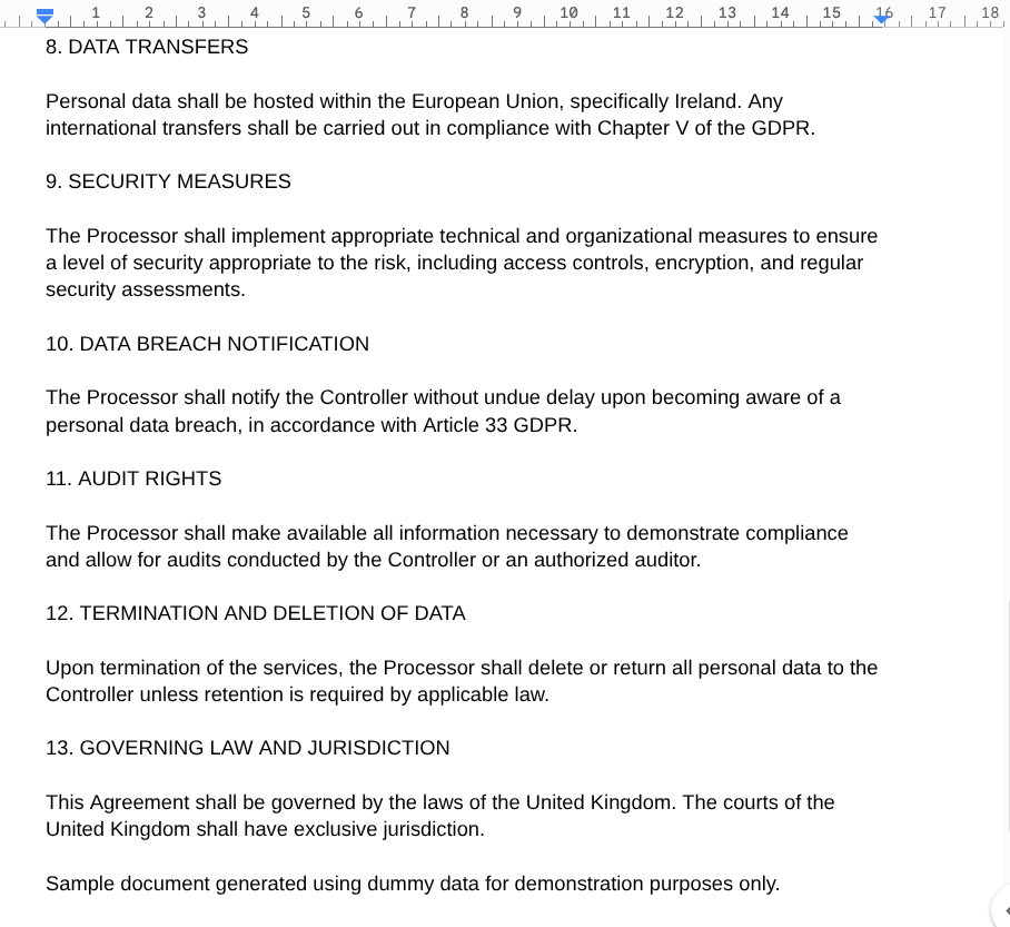 GDPR Data Processing Agreement for SaaS - Screenshot 3