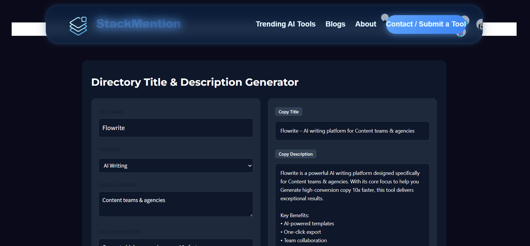 Generate SEO-optimized directory listing - Screenshot 1