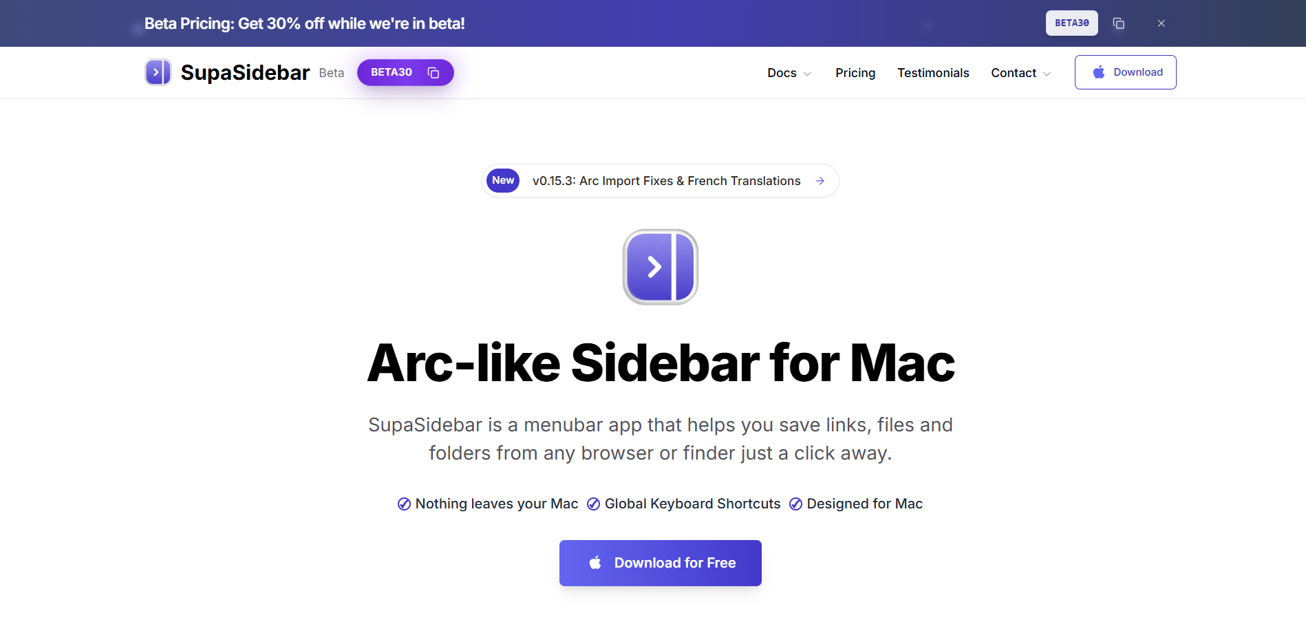 SupaSidebar - Screenshot 1