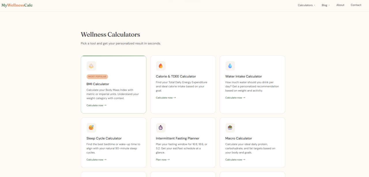 My Wellness Calc - Screenshot 2