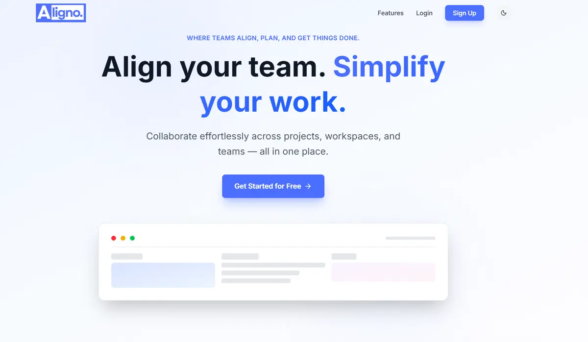 Aligno — Project Management & Productivity Platform - Screenshot 1
