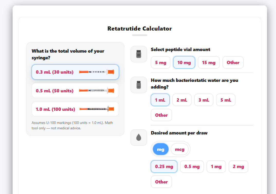 Peptide Reconstitution Calculator - Screenshot 2