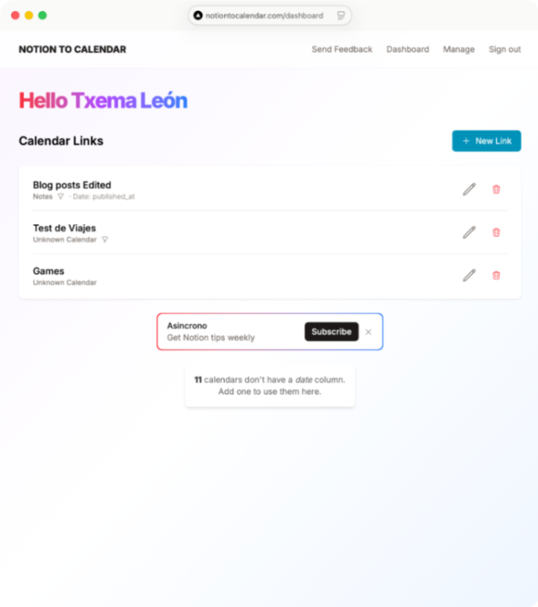 Notion to Calendar - Screenshot 1