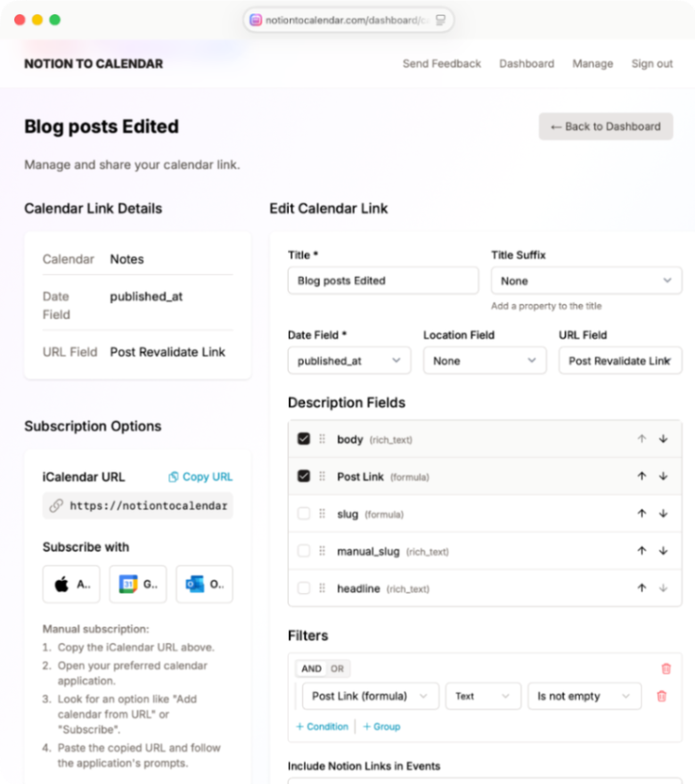 Notion to Calendar - Screenshot 2