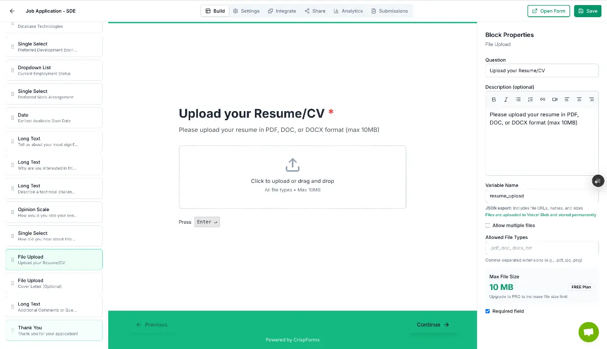 CrispForms - Screenshot 2
