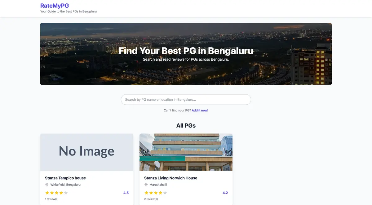 RateYourPg - Screenshot 1
