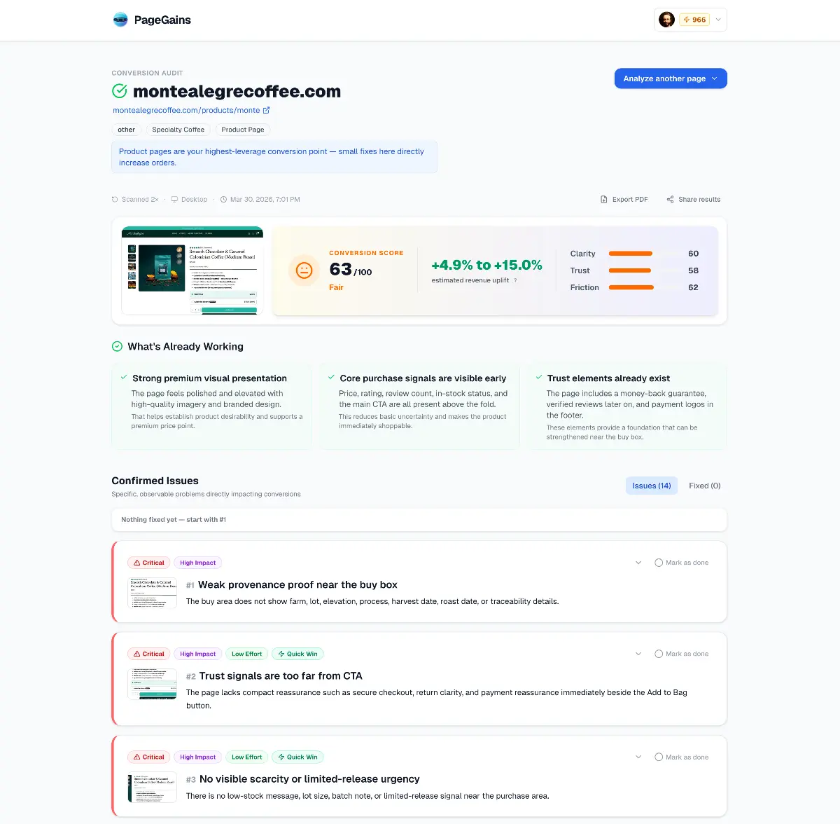 PageGains - Screenshot 2