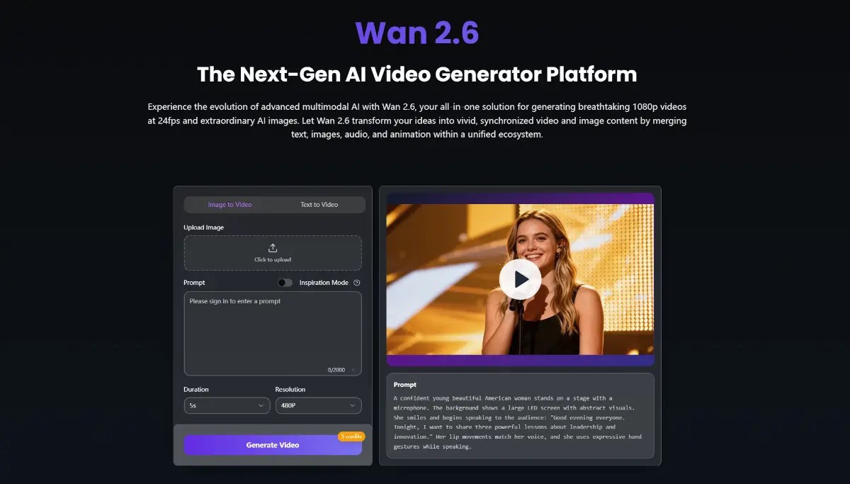 Wan 2.6 ai video generator - Screenshot 1