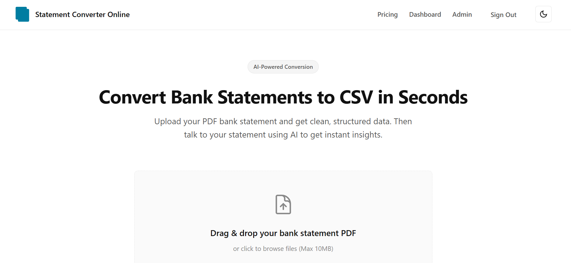 Statement Converter Online - Screenshot 1