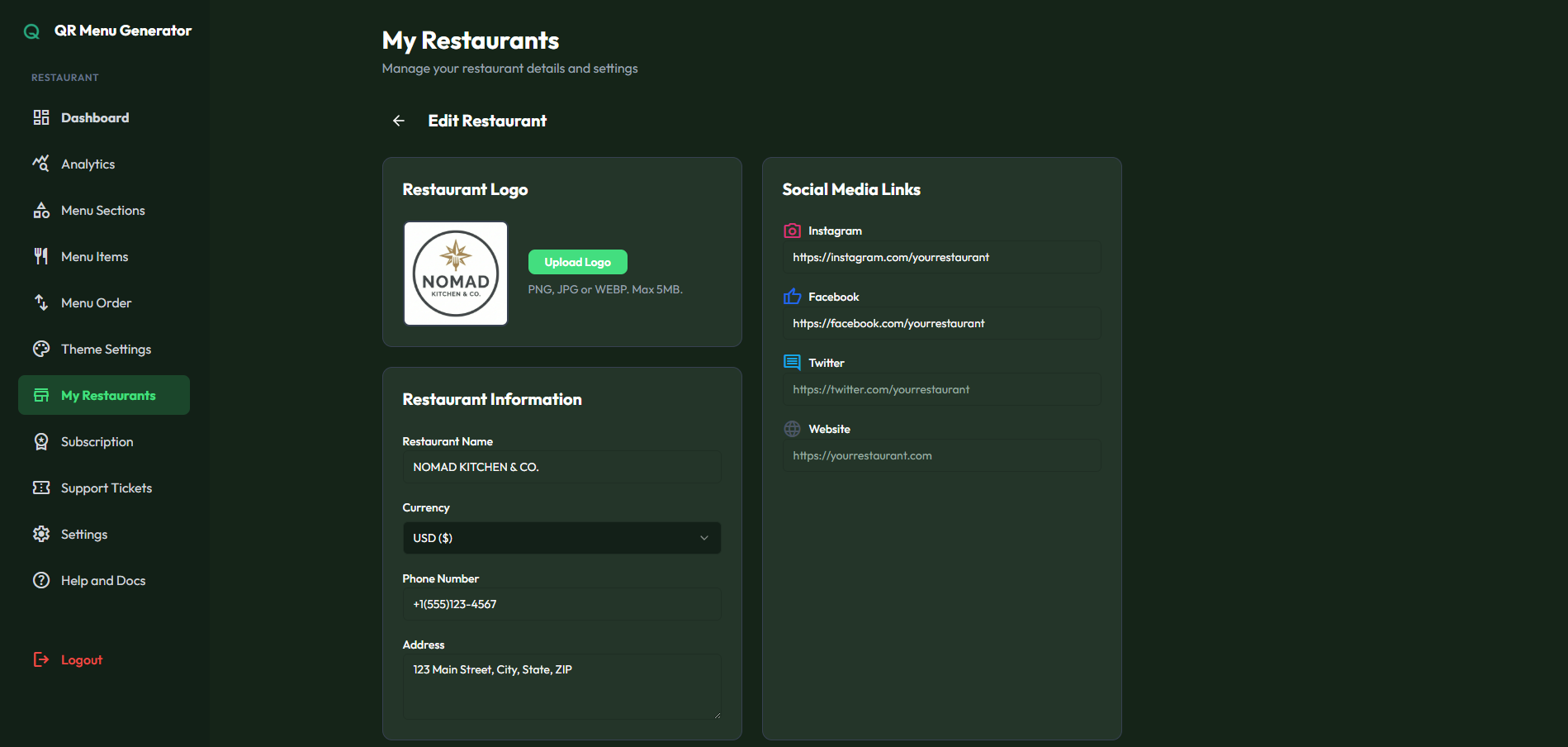 QR Menu Generator - Screenshot 1