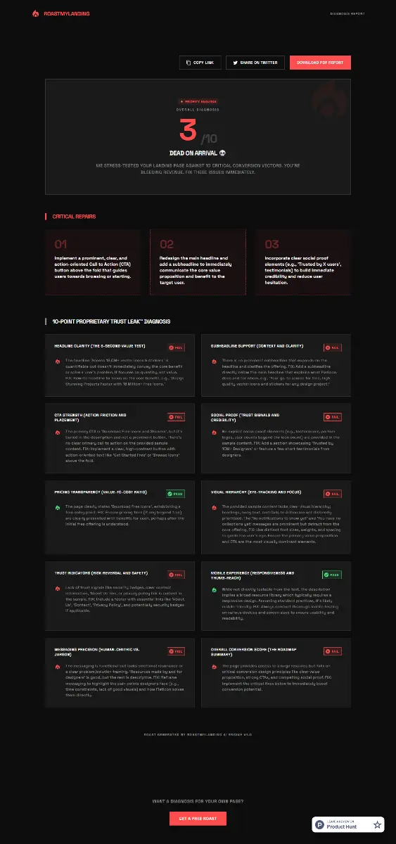 RoastMyLanding - Screenshot 2