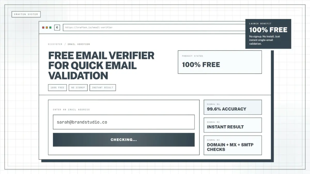 100% Free Email Verifier by Craften - Screenshot 1