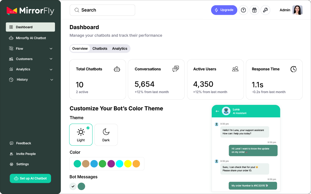 MirrorFly AI Chatbot Solution - Screenshot 1