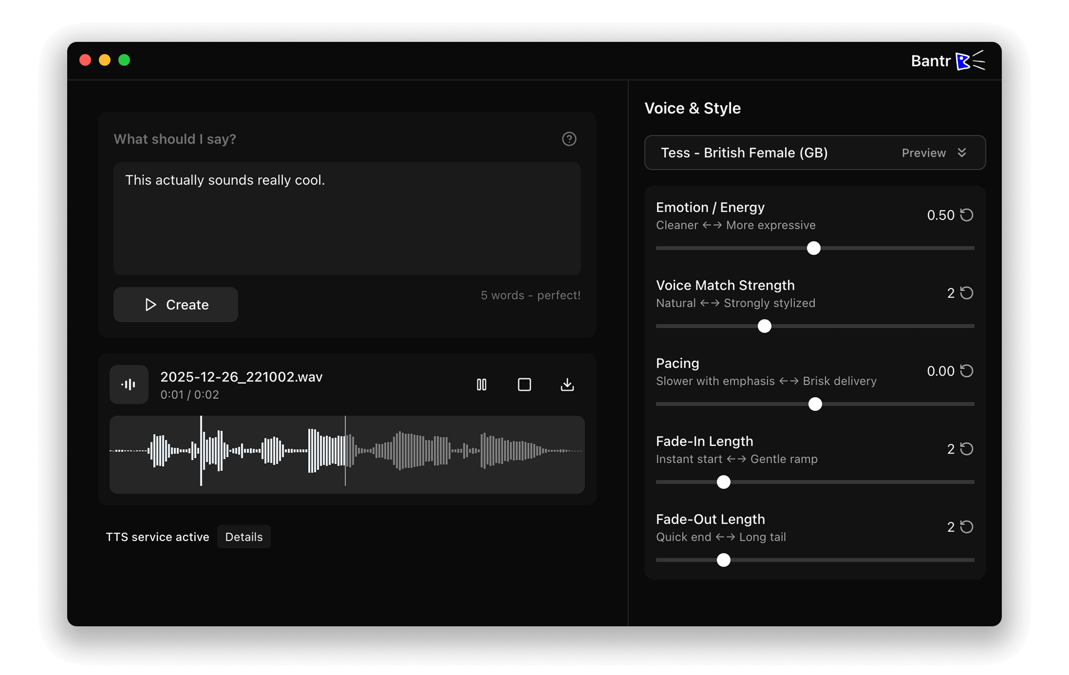 Bantr: Offline & Unlimited TTS for Mac - Screenshot 1