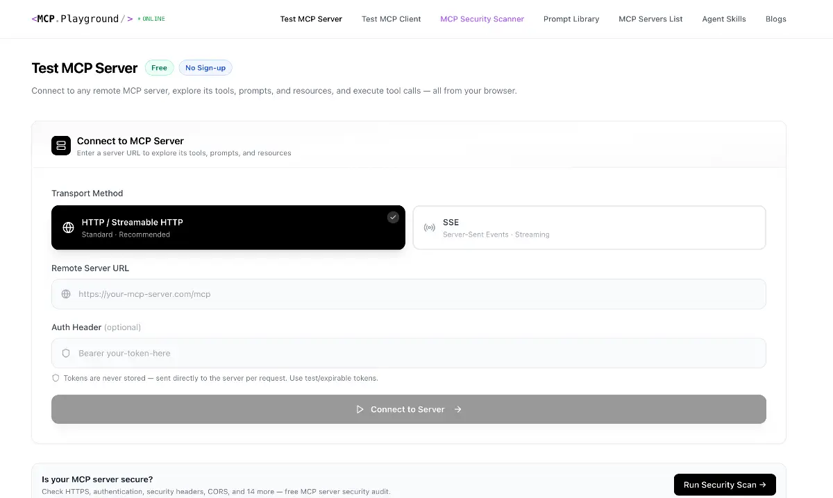 MCP Playground Online - Screenshot 2