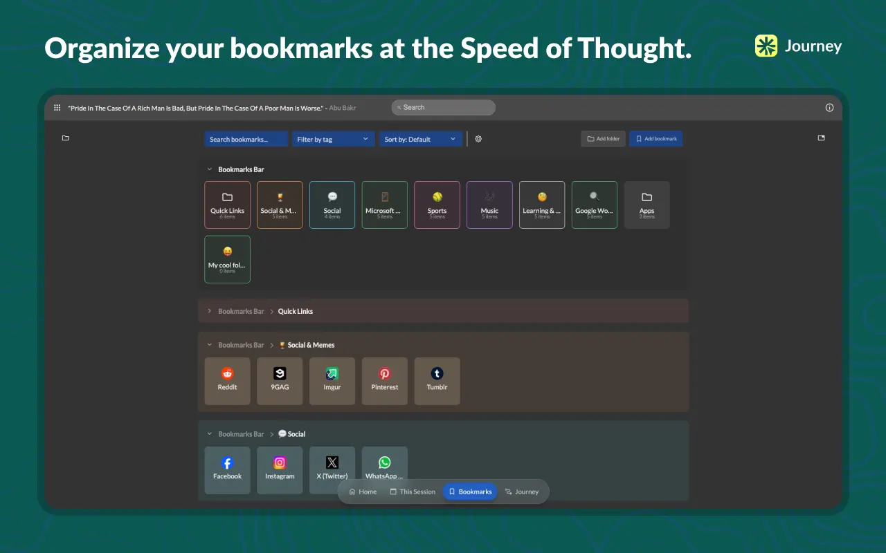 Journey - A bookmark manager - Screenshot 4