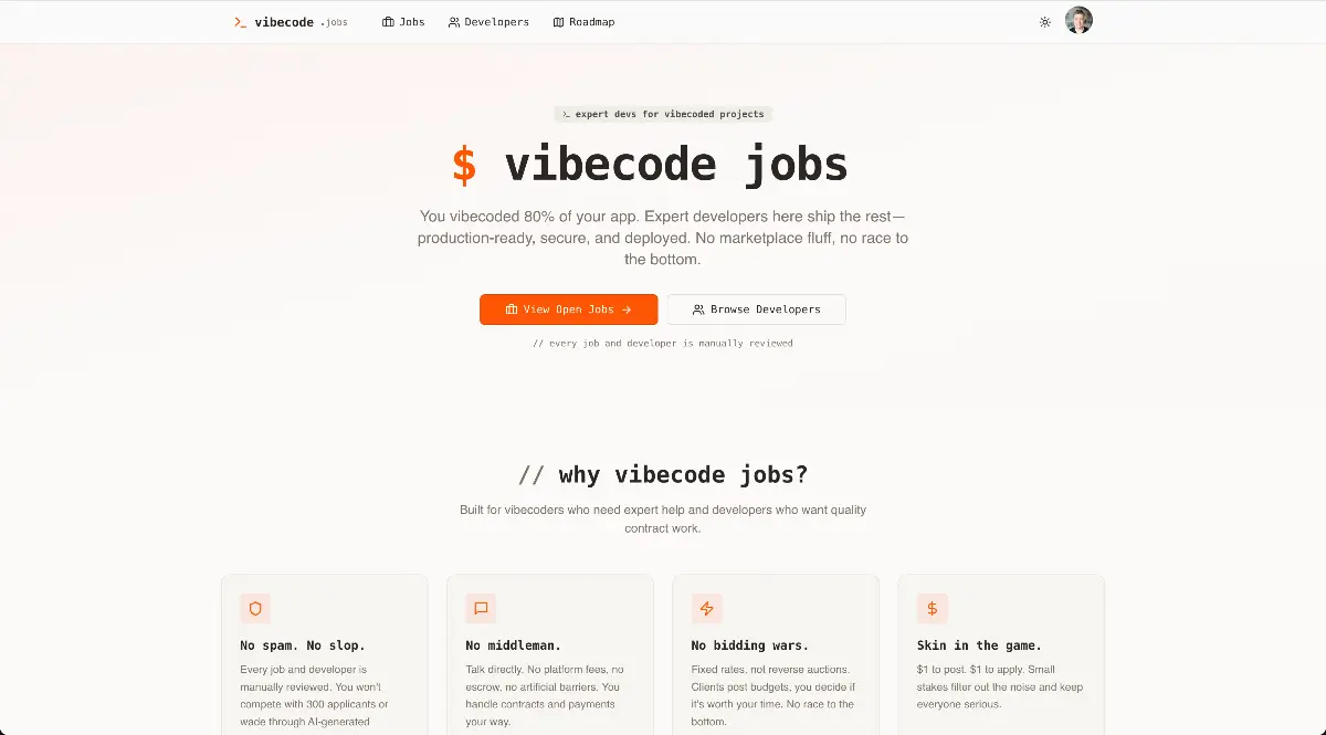 Vibecode Jobs - Screenshot 1
