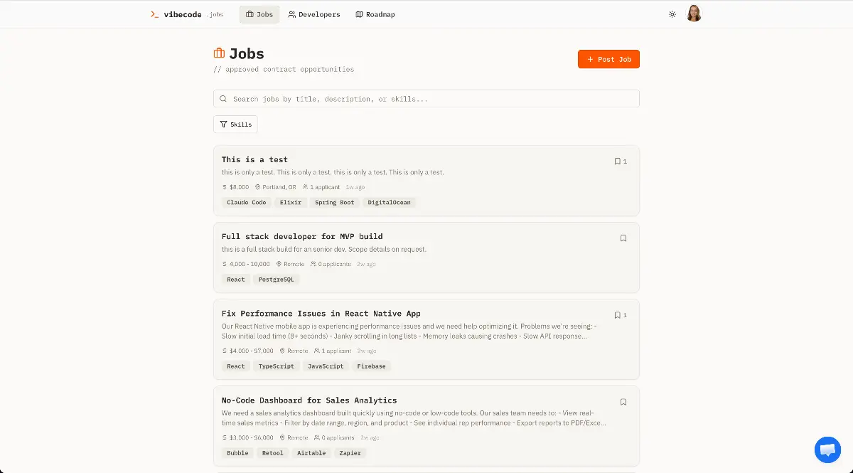 Vibecode Jobs - Screenshot 2