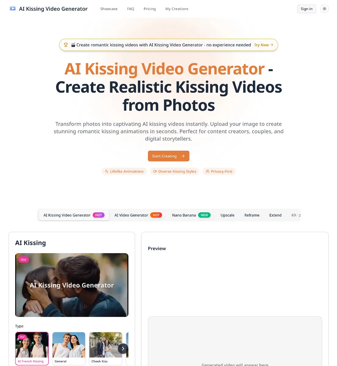 Realistic AI Kissing Video Creator - Screenshot 1